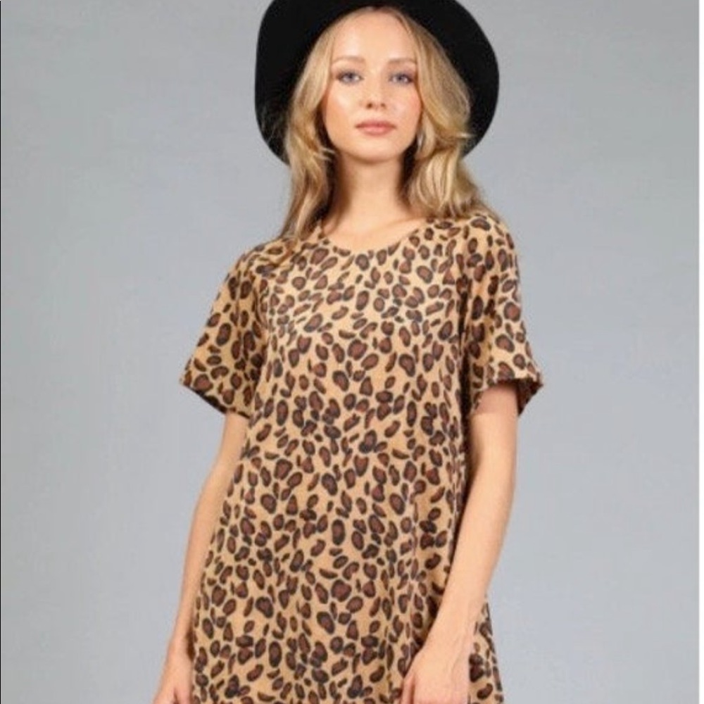 Corduroy Shift Dress Cheetah Print